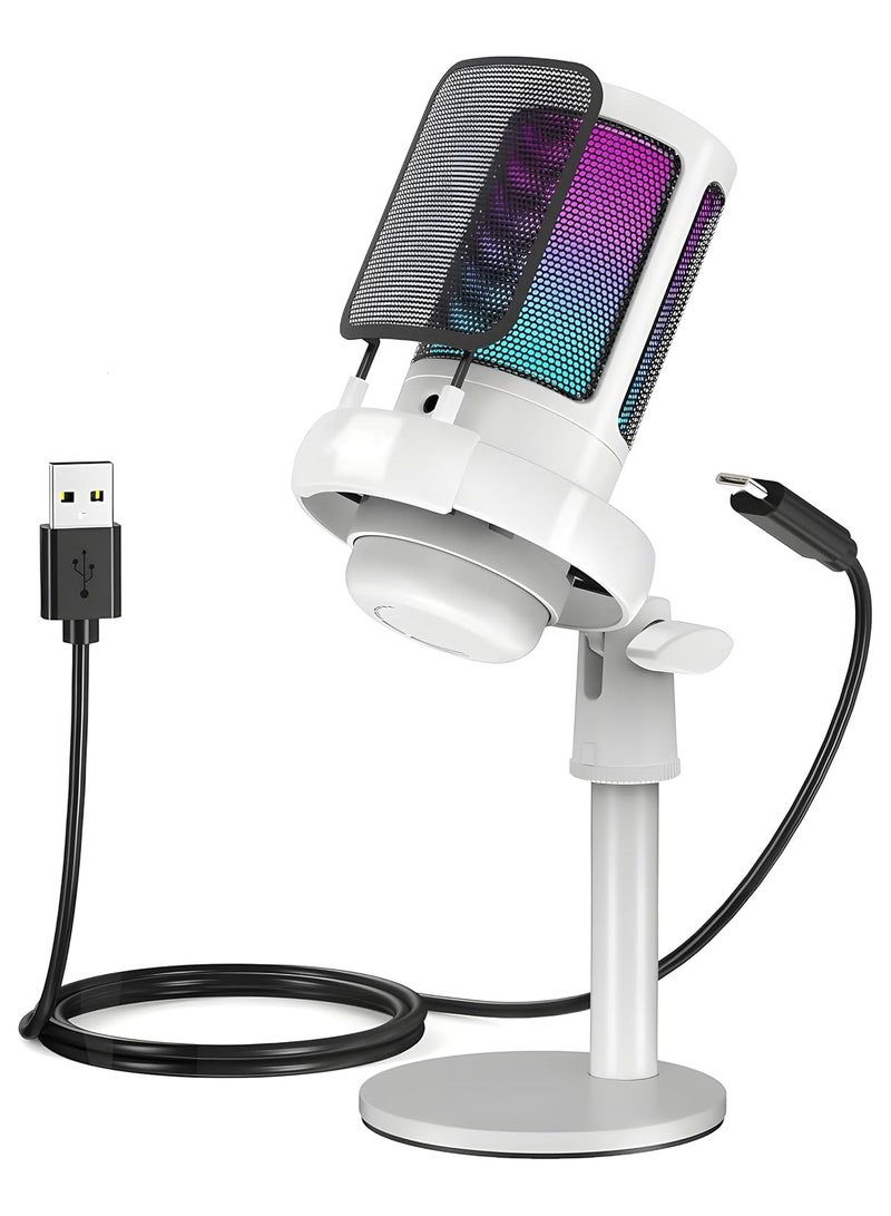 AROAQ RGB Gaming Microphone for PC/PS5 with Volume Controlling, Pop Filter, Gaming Mic with Quick Mute, Condenser Podcast Microphone for Streaming Twitch/Discord/YouTube - Image 1