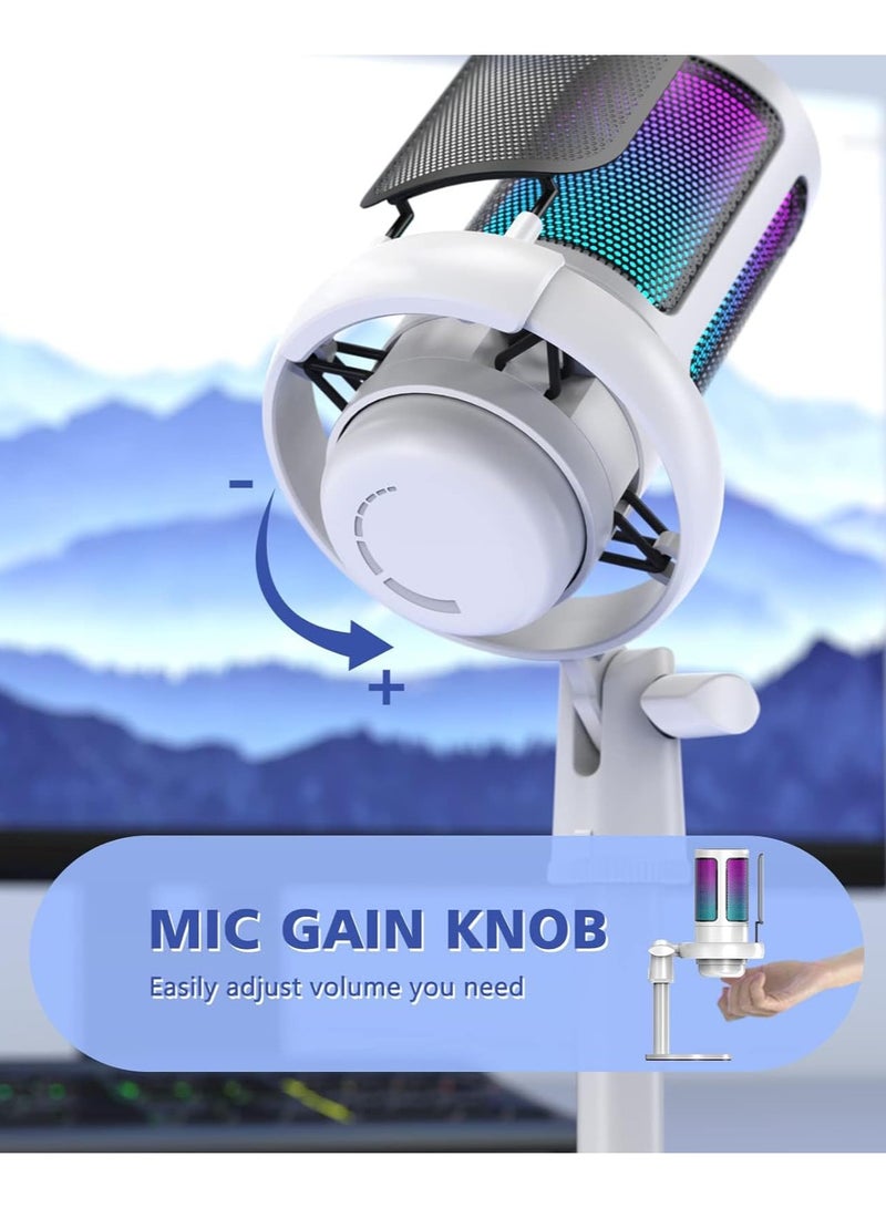 AROAQ RGB Gaming Microphone for PC/PS5 with Volume Controlling, Pop Filter, Gaming Mic with Quick Mute, Condenser Podcast Microphone for Streaming Twitch/Discord/YouTube - Image 2