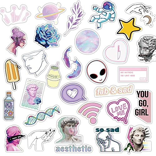iDream Self-Adhesive Vaporwave Art Stickers (Set of 50) - 3 to 8 cm, Aesthetic Decoration for Laptops, Notebooks, Water Bottles and More - Image 3