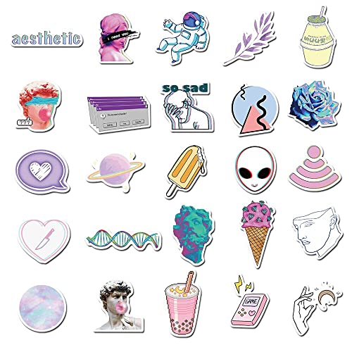iDream Self-Adhesive Vaporwave Art Stickers (Set of 50) - 3 to 8 cm, Aesthetic Decoration for Laptops, Notebooks, Water Bottles and More - Image 5