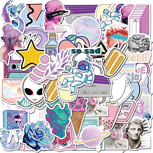 iDream Self-Adhesive Vaporwave Art Stickers (Set of 50) - 3 to 8 cm, Aesthetic Decoration for Laptops, Notebooks, Water Bottles and More - Image 4
