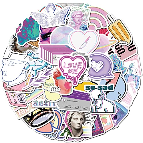 iDream Self-Adhesive Vaporwave Art Stickers (Set of 50) - 3 to 8 cm, Aesthetic Decoration for Laptops, Notebooks, Water Bottles and More - Image 2