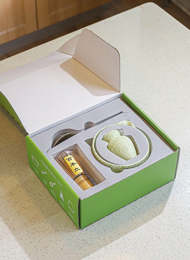 FLYHSO 7-Piece Matcha Tea Set Matcha Whisk Set Include Matcha Bowl, Matcha Whisk, Matcha Spoon,Tea Sifter,Whisk Holder,Bowl mat, Matcha Preparation Tools Gifts Kit， Perfect for family gaterings 【Matcha color】 - Image 2