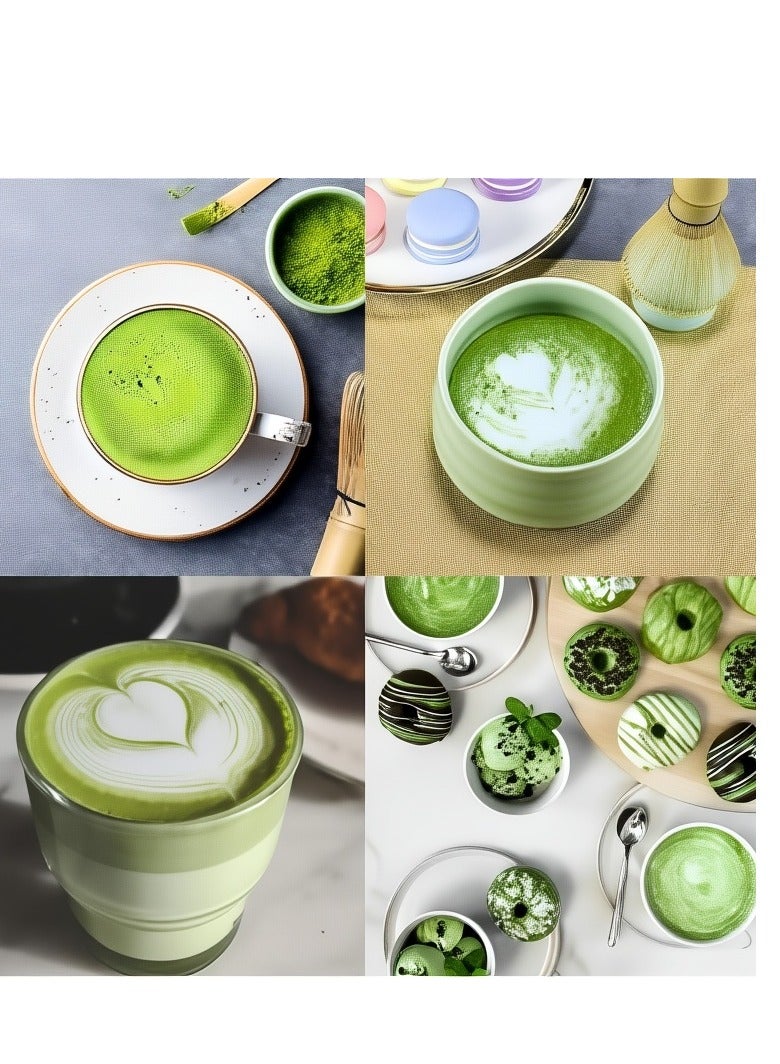 FLYHSO 7-Piece Matcha Tea Set Matcha Whisk Set Include Matcha Bowl, Matcha Whisk, Matcha Spoon,Tea Sifter,Whisk Holder,Bowl mat, Matcha Preparation Tools Gifts Kit， Perfect for family gaterings 【Matcha color】 - Image 3