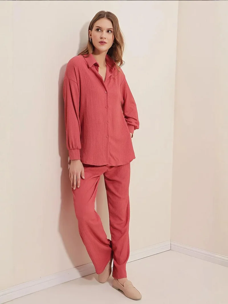 بيغ دارت طقم بيجامة رجالي منسوج بأكمام طويلة وبنطلون