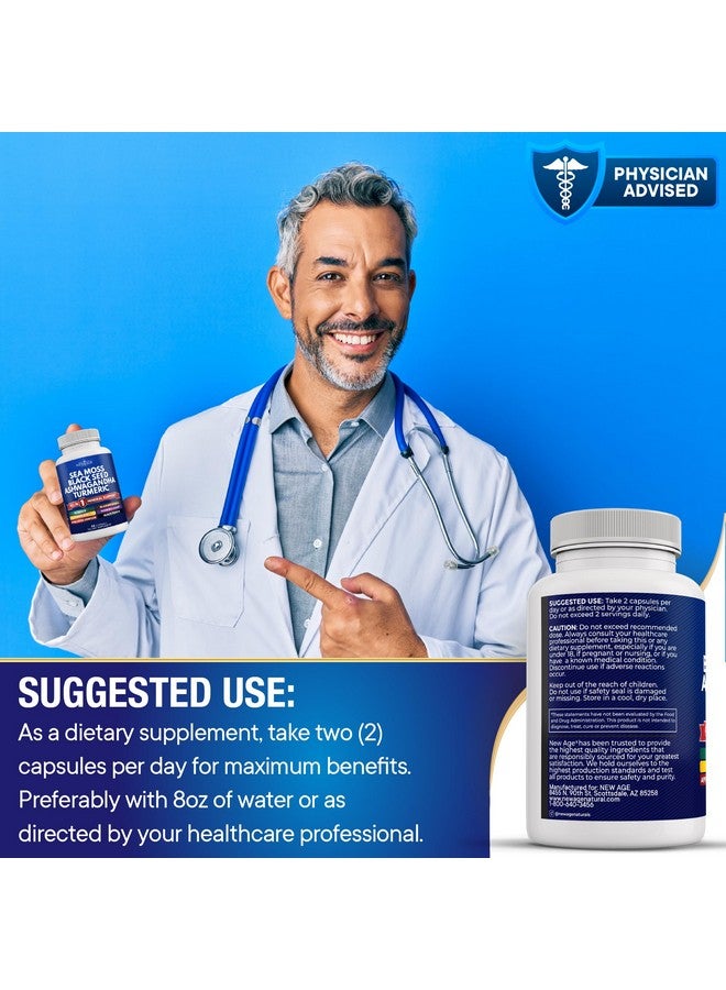 NEW AGE Sea Moss Capsules Black Seed Oil Ashwagandha Turmeric Bladderwrack Burdock - with Manuka, Honey Dandelion, ACV Black Pepper Gluten Free - Image 4