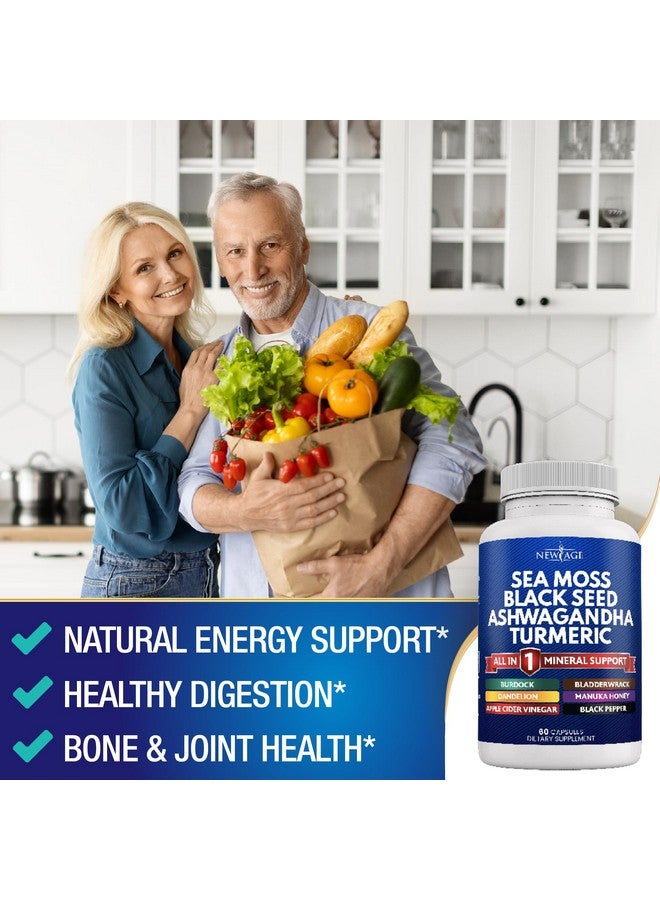 NEW AGE Sea Moss Capsules Black Seed Oil Ashwagandha Turmeric Bladderwrack Burdock - with Manuka, Honey Dandelion, ACV Black Pepper Gluten Free - Image 3