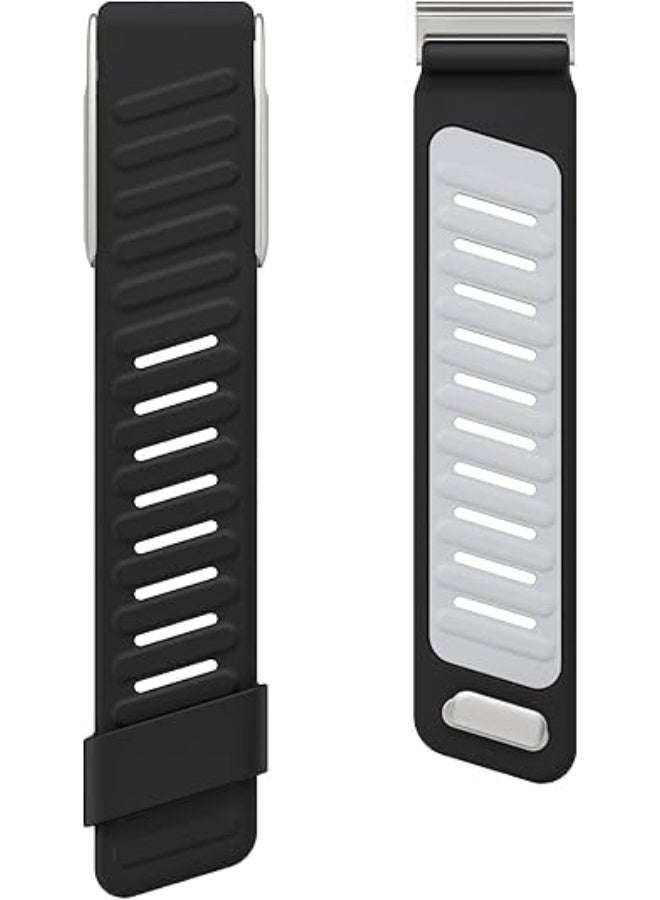 Sports Band Strap Compatible with Whoop 5.0/MG,One, Peak & Life Devices – ECG Compatiblity, Silicone Waterproof Design, Sweatproof Strap with U-Shape Silver Connector (Black-Grey) - Image 4