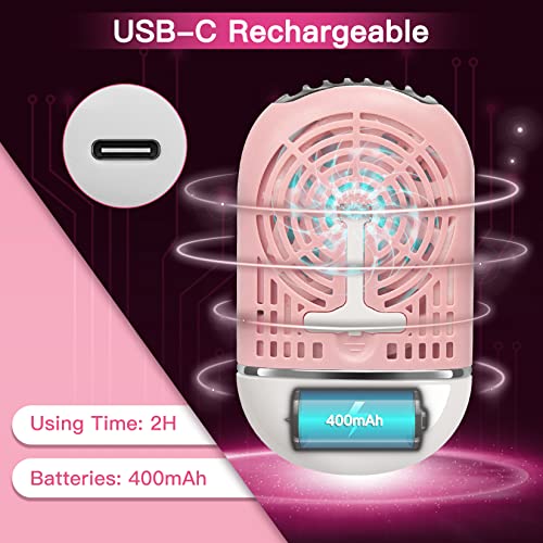 mlogiroa Lash Fan Mini Portable Eyelash Fan Handheld for Eyelash Extension Rechargeable USB C Air Cooling Blower with Built in Sponge Lash Extension Application(Pink) - Image 3