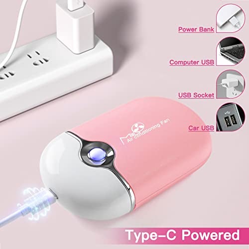 mlogiroa Lash Fan Mini Portable Eyelash Fan Handheld for Eyelash Extension Rechargeable USB C Air Cooling Blower with Built in Sponge Lash Extension Application(Pink) - Image 4