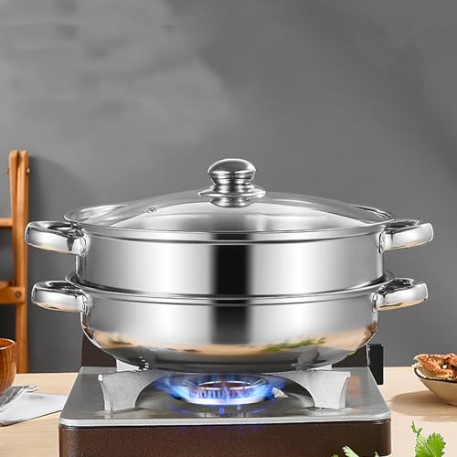 ZENFUN Steamer Pot With Lid 2 Tier, Multipurpose Stainless Steel Steaming Pot, Steam Pots With Handle For Vegetable, Dumpling, Food, 11 Inch（Thickened） - Image 5