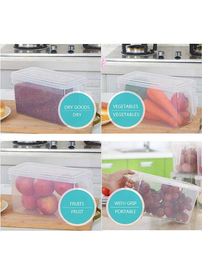 JCB CHIC 4 قطع علب تخزين طعام مع غطاء ومقبض، منظم ثلاجة وتخزين شفاف، علب تخزين فواكه بلاستيكية كبيرة آمنة في الثلاجة بلاستيكية كبيرة قابلة للتكديس لحفظ الفاكهة طازجة - Image 4