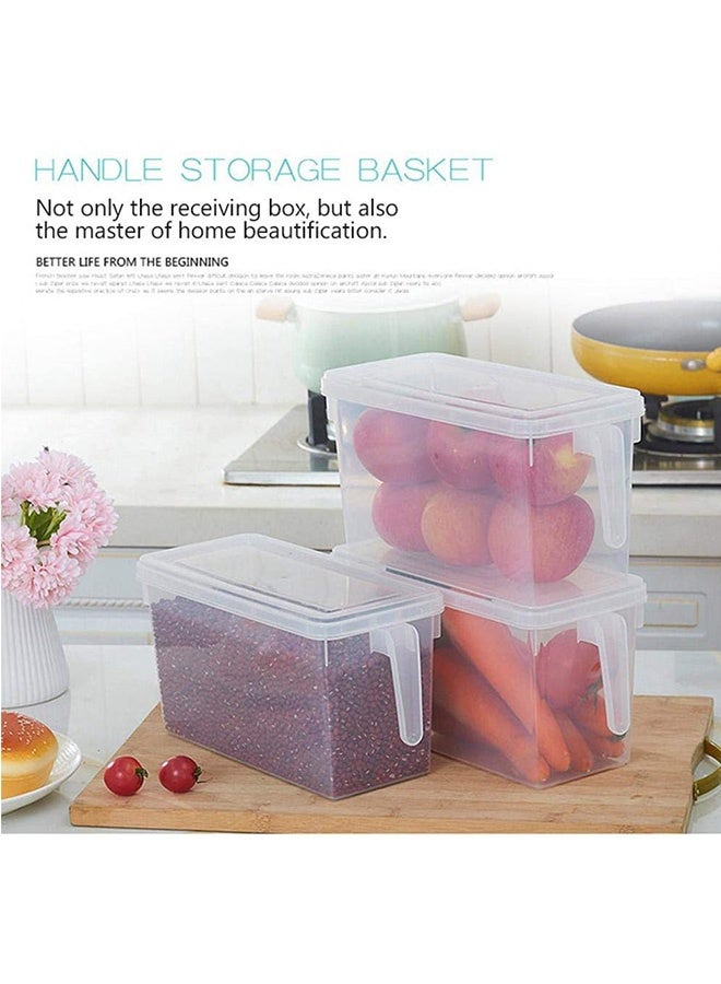 JCB CHIC 4 قطع علب تخزين طعام مع غطاء ومقبض، منظم ثلاجة وتخزين شفاف، علب تخزين فواكه بلاستيكية كبيرة آمنة في الثلاجة بلاستيكية كبيرة قابلة للتكديس لحفظ الفاكهة طازجة - Image 5