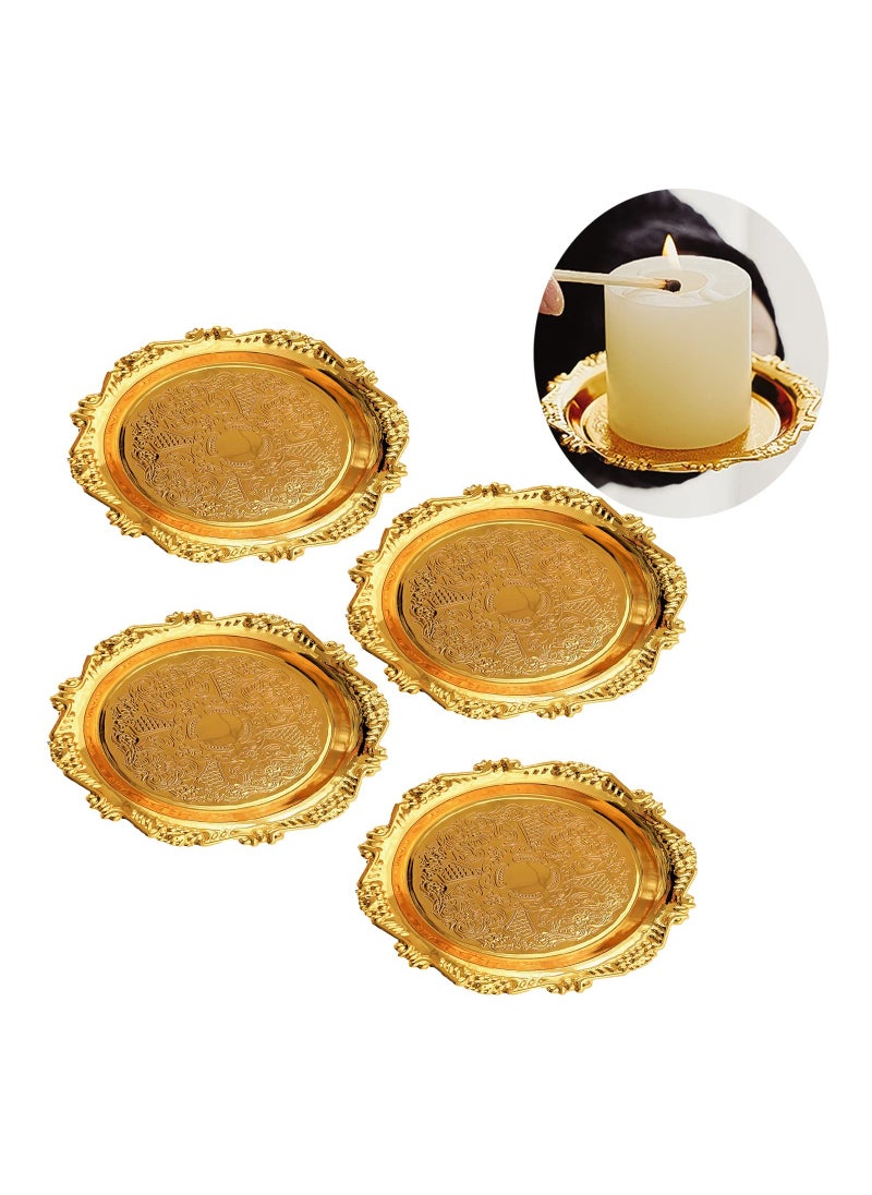 SYOSI - 4 PCS Gold Tealight Holders, Decorative Candle Plates Iron Votive Displays Home Coffee Table Accents Elegant Centerpieces Stylish Table Decor Candle Accessories For Dining Living Room Gifts - Image 1