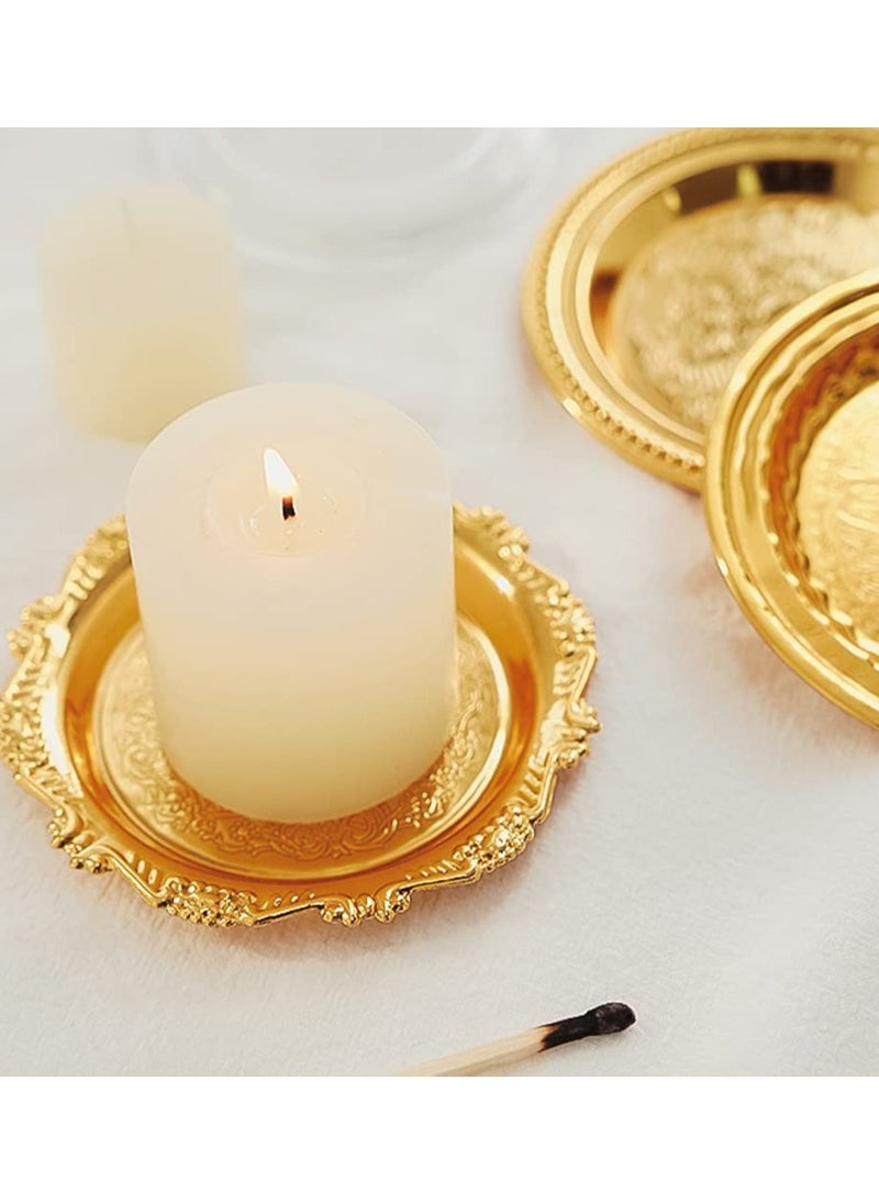 SYOSI - 4 PCS Gold Tealight Holders, Decorative Candle Plates Iron Votive Displays Home Coffee Table Accents Elegant Centerpieces Stylish Table Decor Candle Accessories For Dining Living Room Gifts - Image 1