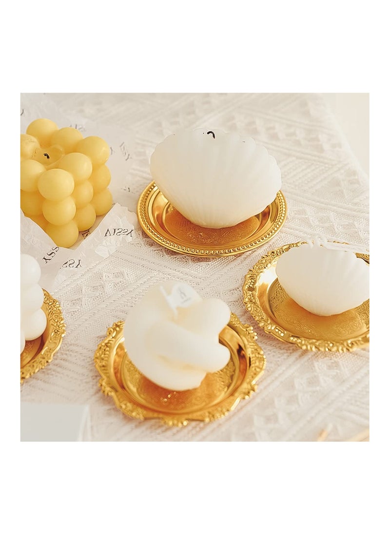 SYOSI - 4 PCS Gold Tealight Holders, Decorative Candle Plates Iron Votive Displays Home Coffee Table Accents Elegant Centerpieces Stylish Table Decor Candle Accessories For Dining Living Room Gifts - Image 1