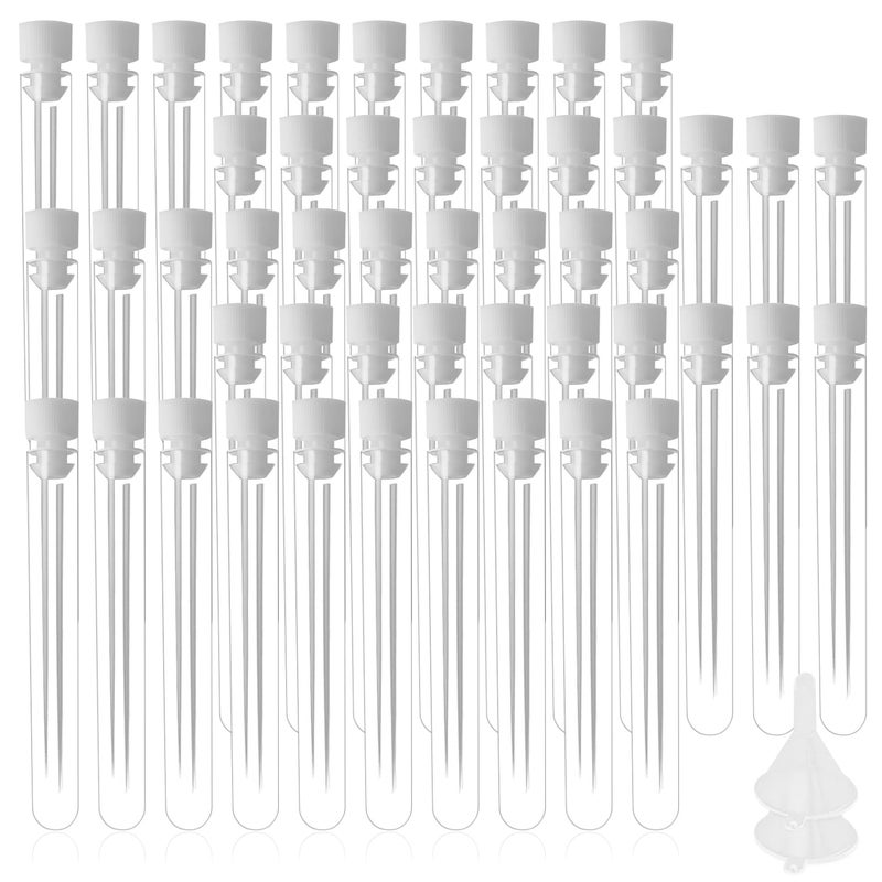 Lainrrew 50 Pcs Test Tubes, Clear Plastic Test Tubes with Caps & 2 Funnels for Scientific Experiments, Candy Beads Sample Storage, Kids Party Supplies, Halloween, Christmas (12 x 100mm) - Image 1