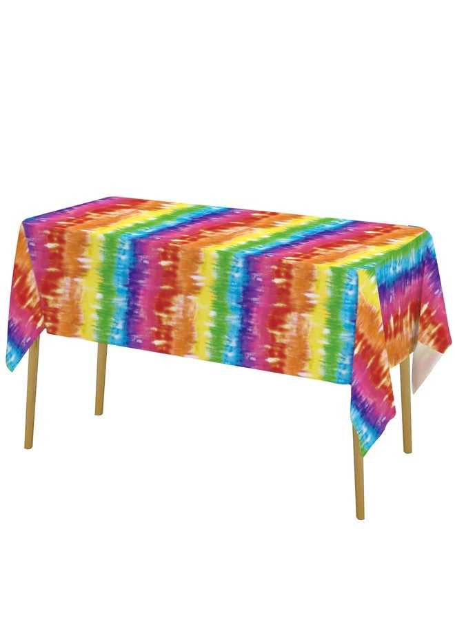 Iceyyyy 3 Pcs Tie Dye Tablecover - 54" x 108" Tie Dye Theme Rainbow Table Cloth Colorful Tablecover for Tie Dyes Themed Party Decorations - Image 4