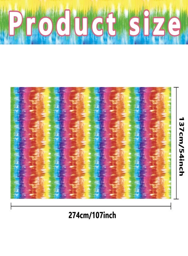 Iceyyyy 3 Pcs Tie Dye Tablecover - 54" x 108" Tie Dye Theme Rainbow Table Cloth Colorful Tablecover for Tie Dyes Themed Party Decorations - Image 2