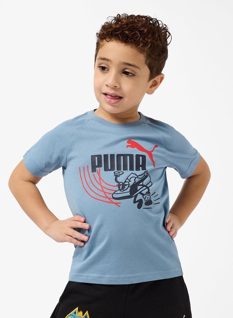 PUMA Kids Little Runners Aop T-Shirt - Image 1