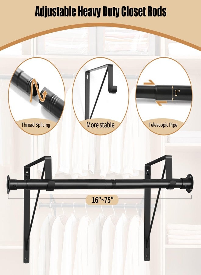Anndason Closet Rod, 16 to 75 Inch Closet Rods Heavy Duty Closet Rod Adjustable Closet Rod Closet Rods for Hanging Clothes and Heavy Duty Closet Rod Bracket Closet Rod Support (Black) - Image 5