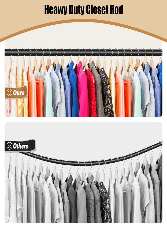 Anndason Closet Rod, 16 to 75 Inch Closet Rods Heavy Duty Closet Rod Adjustable Closet Rod Closet Rods for Hanging Clothes and Heavy Duty Closet Rod Bracket Closet Rod Support (Black) - Image 2
