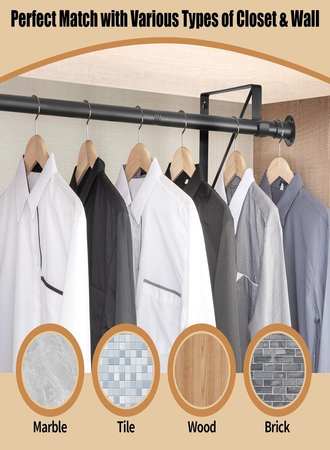 Anndason Closet Rod, 16 to 75 Inch Closet Rods Heavy Duty Closet Rod Adjustable Closet Rod Closet Rods for Hanging Clothes and Heavy Duty Closet Rod Bracket Closet Rod Support (Black) - Image 4