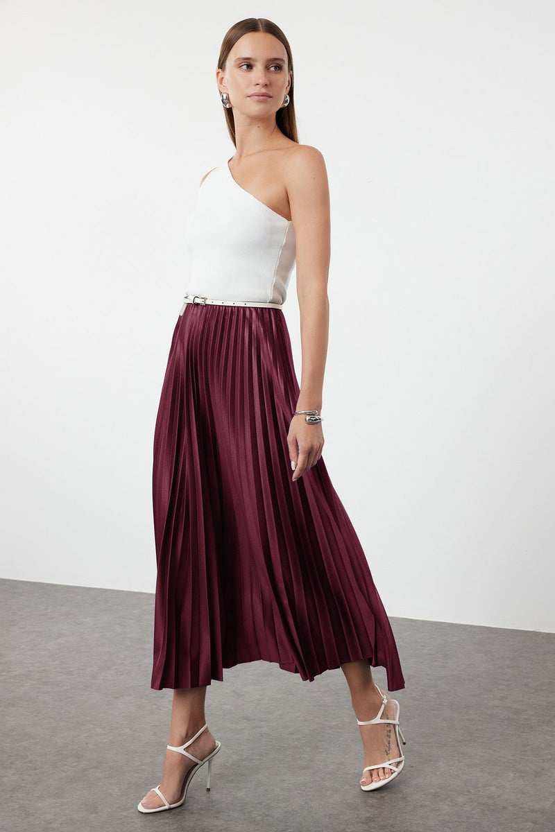 trendyol Plum Pleated Maxi Skirt - Image 1