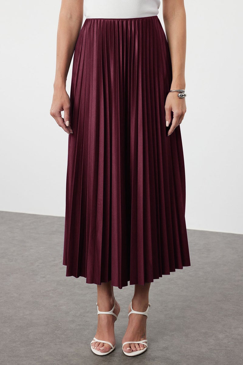 trendyol Plum Pleated Maxi Skirt - Image 4