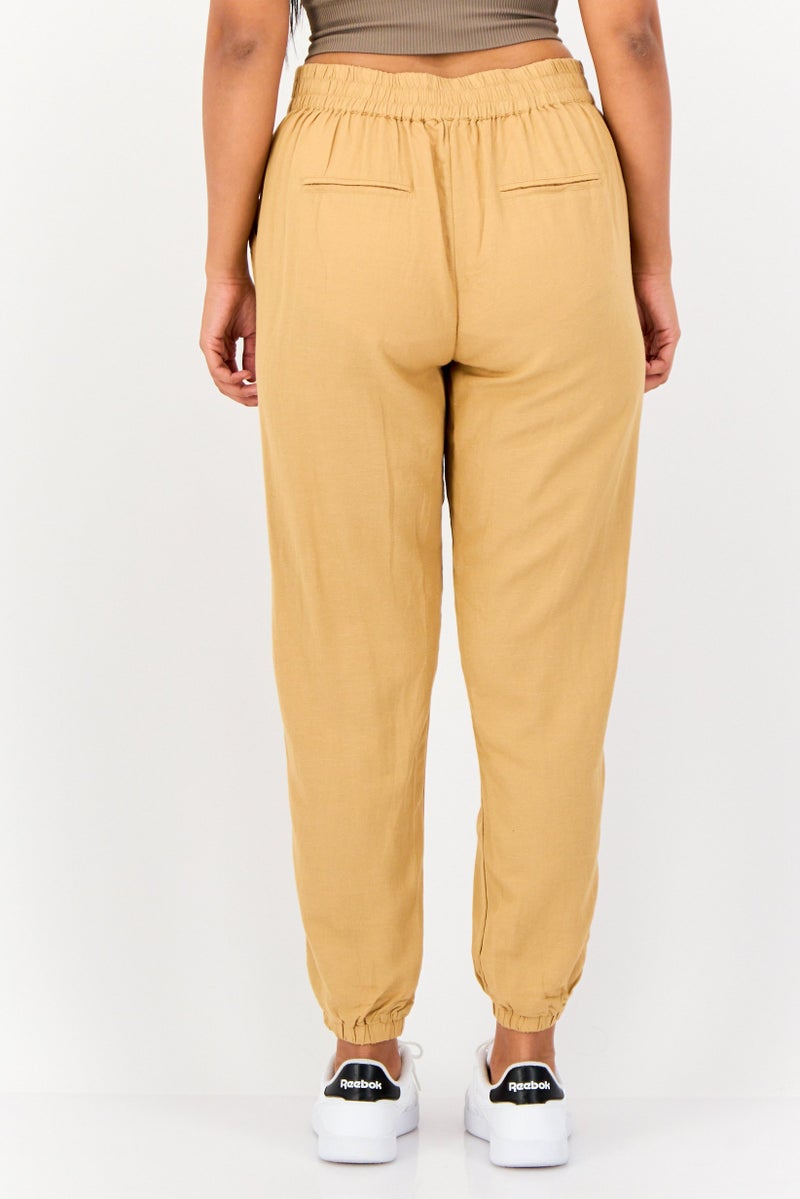 ONLY Women Regular Fit Solid Jogger Pants, Beige - Image 4