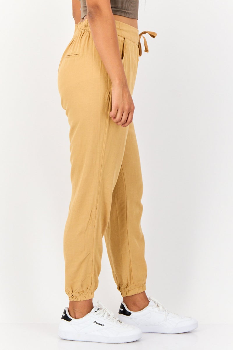 ONLY Women Regular Fit Solid Jogger Pants, Beige - Image 3
