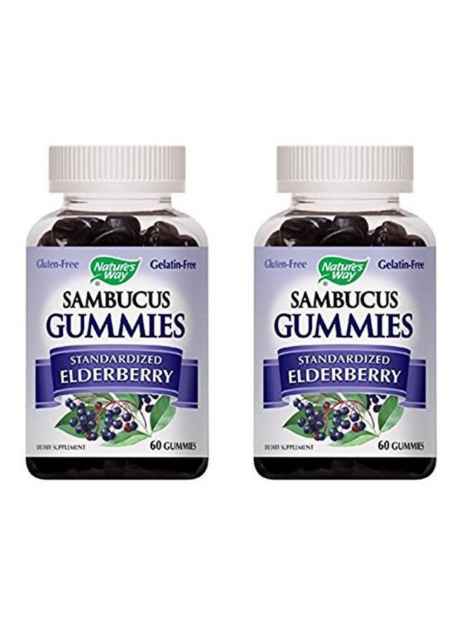 Sambucus - Nature Way Sambucus Elderberry Gummies Herbal Supplements With Vitamin C And Zinc Gluten Free Vegetarian 60 Gummies (Packaging May Vary) Pack Of 2 - Image 1