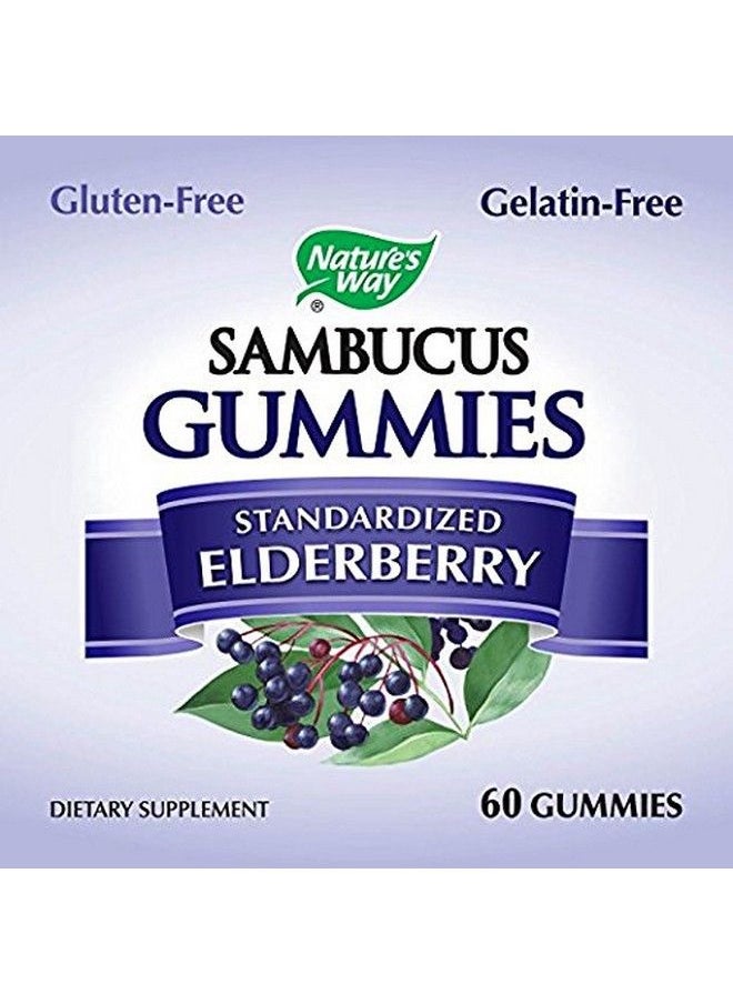 Sambucus - Nature Way Sambucus Elderberry Gummies Herbal Supplements With Vitamin C And Zinc Gluten Free Vegetarian 60 Gummies (Packaging May Vary) Pack Of 2 - Image 1
