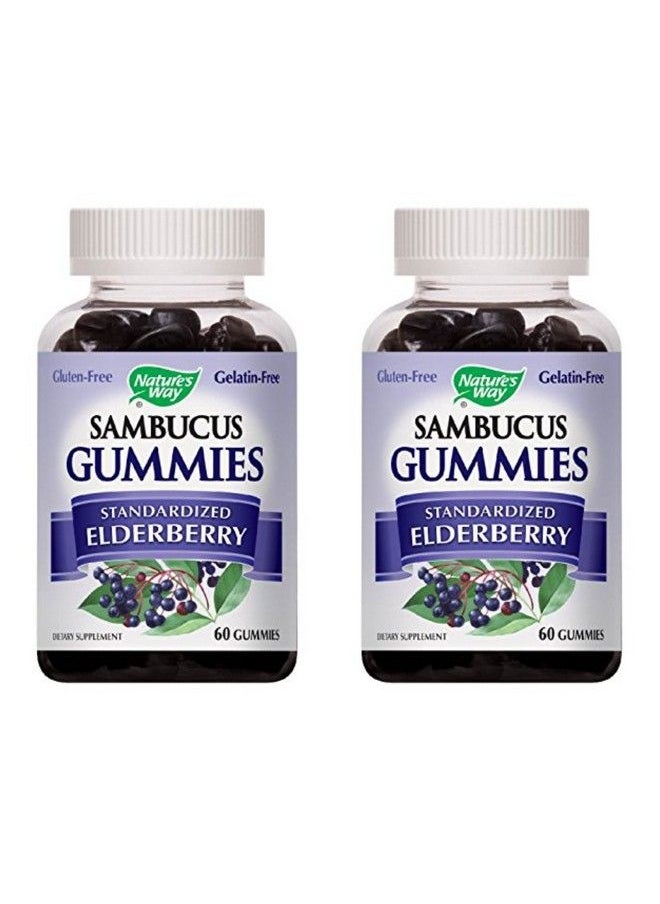 Sambucus - Nature Way Sambucus Elderberry Gummies Herbal Supplements With Vitamin C And Zinc Gluten Free Vegetarian 60 Gummies (Packaging May Vary) Pack Of 2 - Image 1
