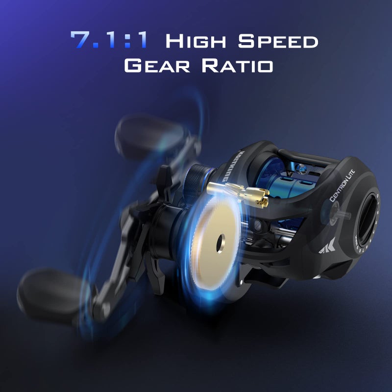 KastKing Centron Lite Baitcasting Fishing Reels, 7.1:1 Gear Ratio, Right Handed Reel, Black - Image 4