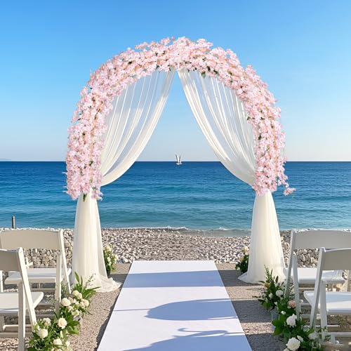 Bgfhna 4pcs 23.6 ft Artificial Cherry Blossoms Garland Pink Fake Vines Hanging Silk Cherry Blossom Sakura Vine for Outdoor Wedding Party Home Decor - Image 5