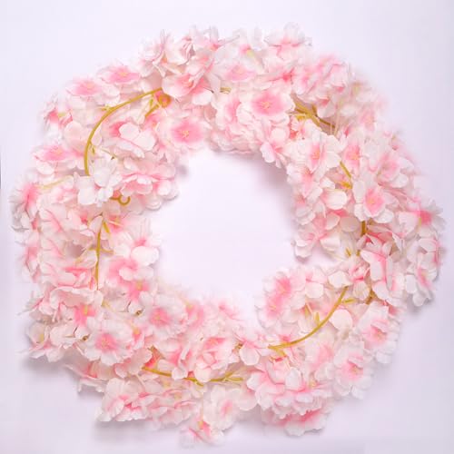 Bgfhna 4pcs 23.6 ft Artificial Cherry Blossoms Garland Pink Fake Vines Hanging Silk Cherry Blossom Sakura Vine for Outdoor Wedding Party Home Decor - Image 4