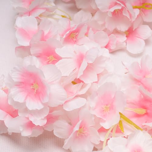 Bgfhna 4pcs 23.6 ft Artificial Cherry Blossoms Garland Pink Fake Vines Hanging Silk Cherry Blossom Sakura Vine for Outdoor Wedding Party Home Decor - Image 3