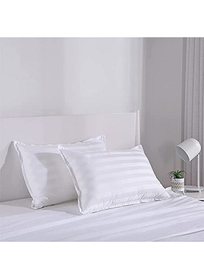 LINENWALAS ملاية سرير سوبر كينج من لينينوالاس 300 TC قطن 100% ساتان مخطط مع 2 غطاء وسادة للفنادق والمنازل - (108"X120" - أبيض) - Image 3