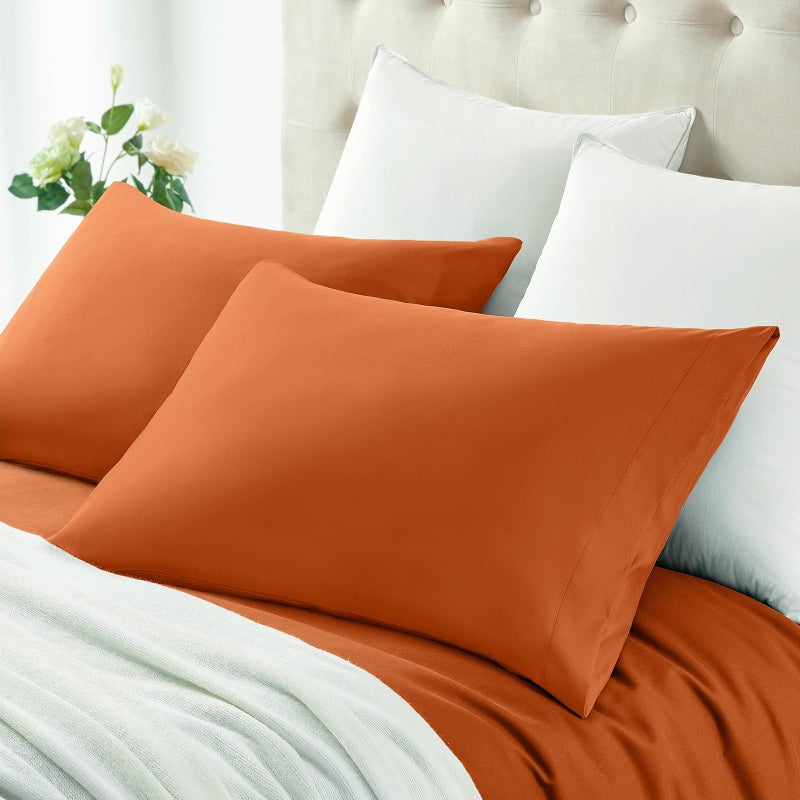 MILVOWOC 2Pcs Brushed Microfiber Queen Pillowcases - 20 x 30 Inch  Burnt Orange Pillow Case Set Non Slip Envelope Pillow Cover with Moisture Absorption and Anti-Wrinkle - Image 4
