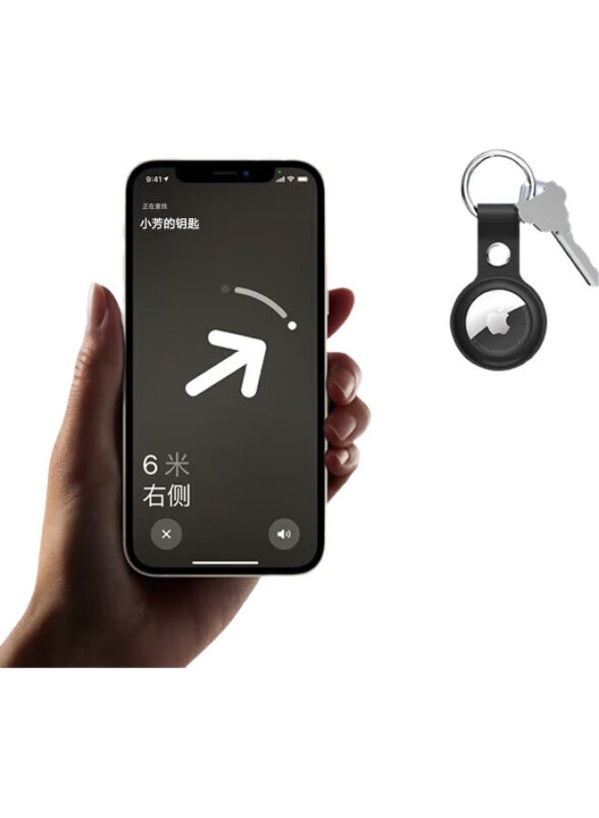 Masentek Compatible With Apple Airtag Protective Case, Car Keychain Locator, Tracker, Anti-Loss Device, Apple Iphone Liquid Soft Silicone Leather Case With Hook, Black - Image 3