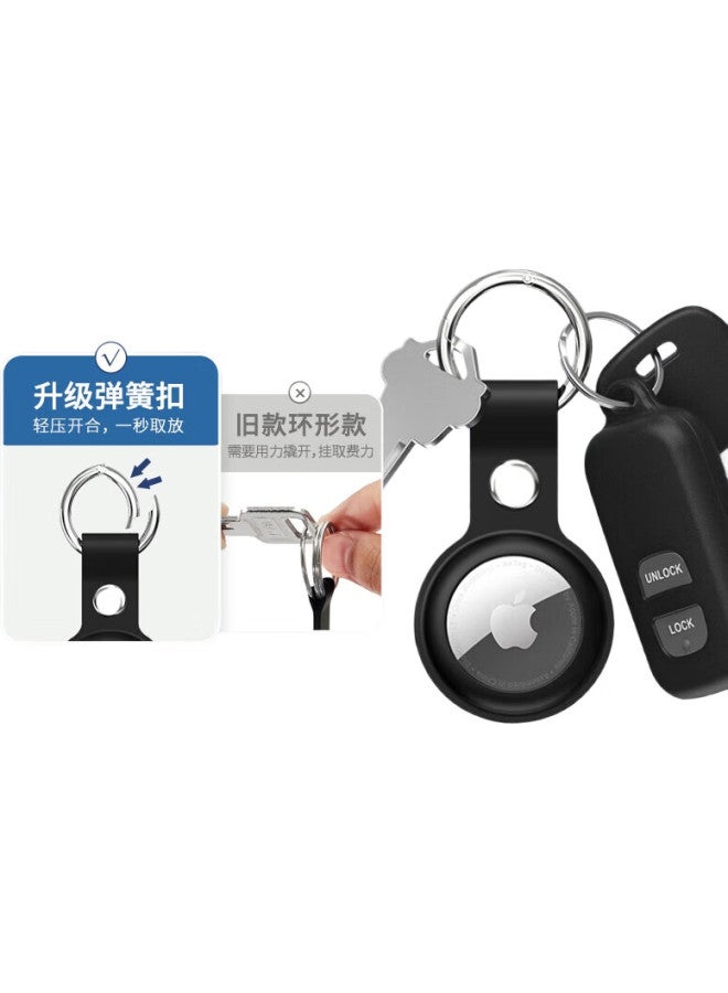 Masentek Compatible With Apple Airtag Protective Case, Car Keychain Locator, Tracker, Anti-Loss Device, Apple Iphone Liquid Soft Silicone Leather Case With Hook, Black - Image 1
