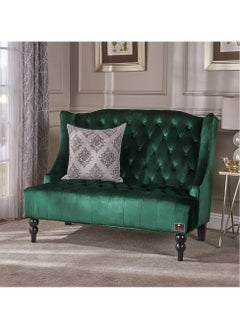 Wooden Twist Wooden Twist Soft Velvet Upholstery Button Tufted Modern Bench With Teak Wood Legs ( Green )  - Image 1