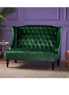 Wooden Twist Wooden Twist Soft Velvet Upholstery Button Tufted Modern Bench With Teak Wood Legs ( Green )  - Image 2