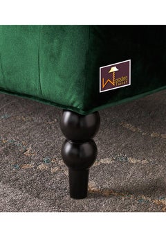 Wooden Twist Wooden Twist Soft Velvet Upholstery Button Tufted Modern Bench With Teak Wood Legs ( Green )  - Image 4