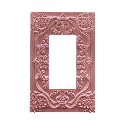 Spshian Decorative Outlet Covers Pink Flower Elegant 3D Floral Embossed 1 Gang Rocker Light Switch Cover Plate Single Decora Light Switch Covers Wall Plate Faceplate for Bedroom Home Decor - Image 1