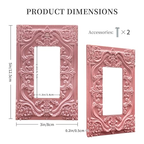 Spshian Decorative Outlet Covers Pink Flower Elegant 3D Floral Embossed 1 Gang Rocker Light Switch Cover Plate Single Decora Light Switch Covers Wall Plate Faceplate for Bedroom Home Decor - Image 5