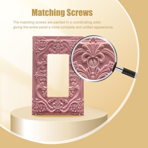 Spshian Decorative Outlet Covers Pink Flower Elegant 3D Floral Embossed 1 Gang Rocker Light Switch Cover Plate Single Decora Light Switch Covers Wall Plate Faceplate for Bedroom Home Decor - Image 4