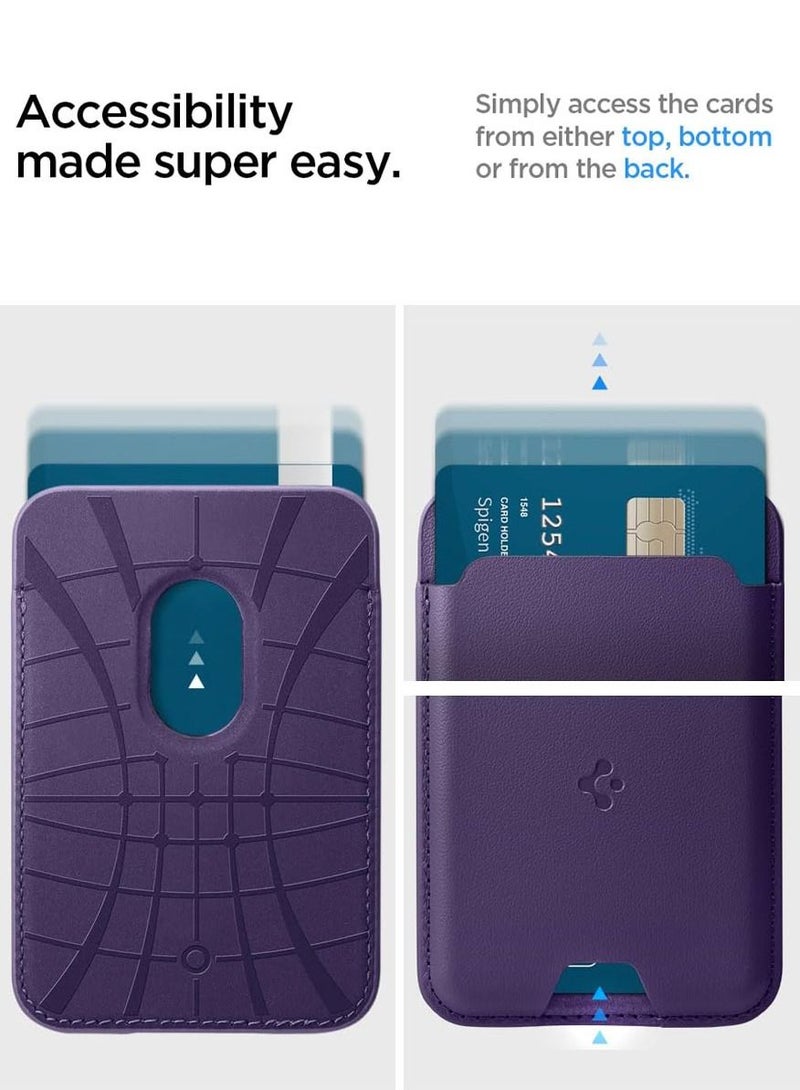 Spigen Valentinus (MagFit) Magnetic Wallet Card Holder [3 Cards] for MagSafe Compatible with iPhone 16 / 15 / 14 / 13 / 12 Series - Purple  - Image 5
