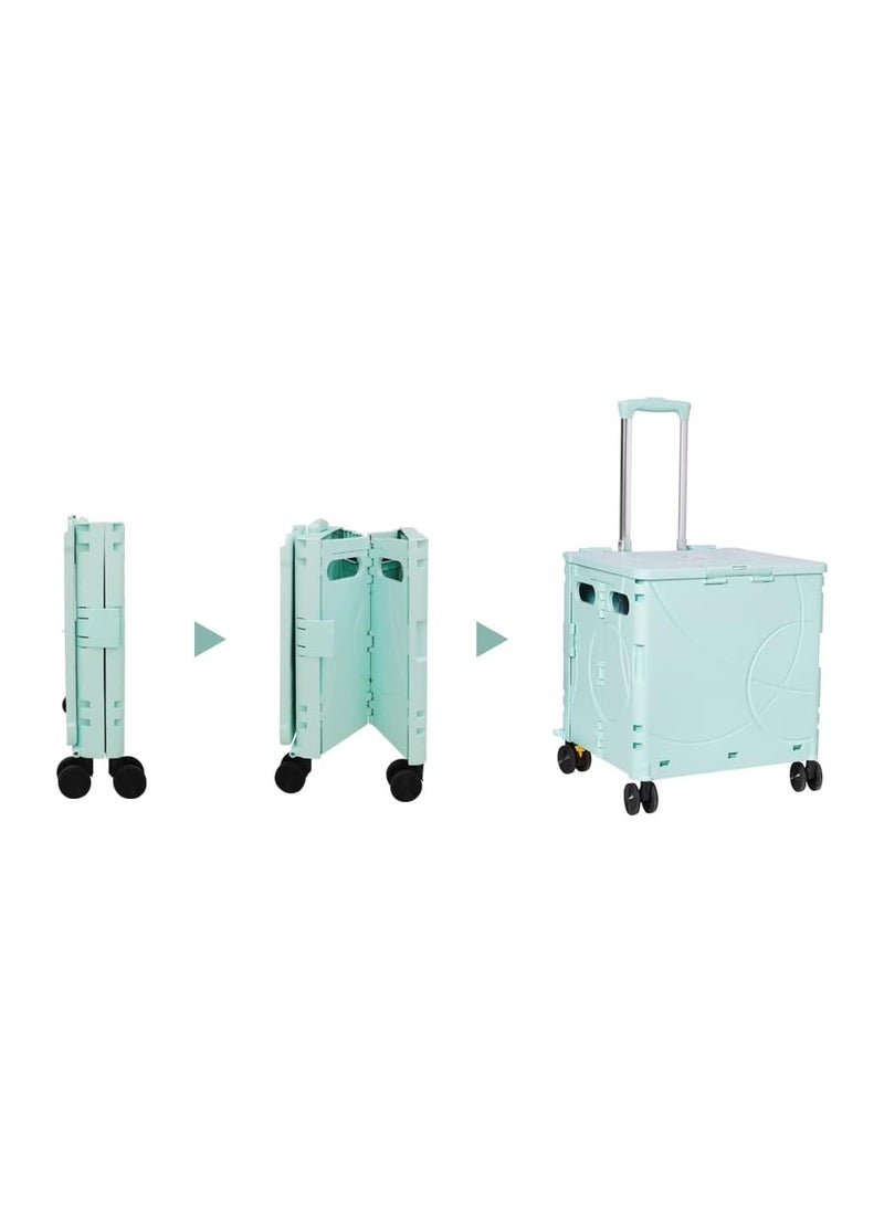BLOOMING TIME - Folding Rolling Utility Cart with Wheels, Noiseless & Wear-Resistant Shopping Trolley, Telescopic Handle for Office, Travel, Picnic, Grocery - Image 1